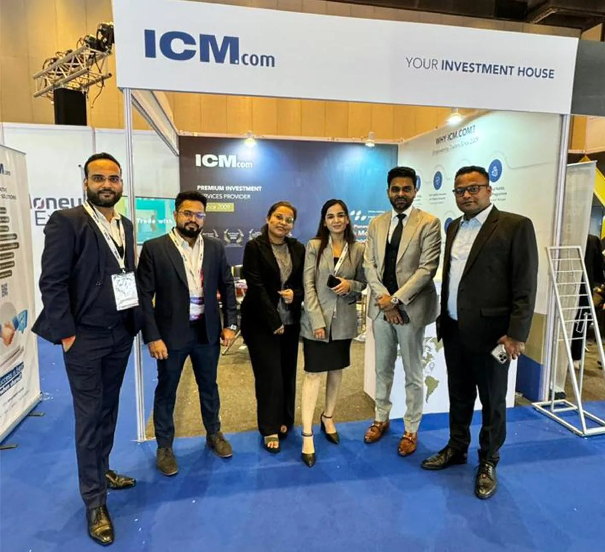 ICM exhibition stand and team group at Money Expo Mumbai 2024.